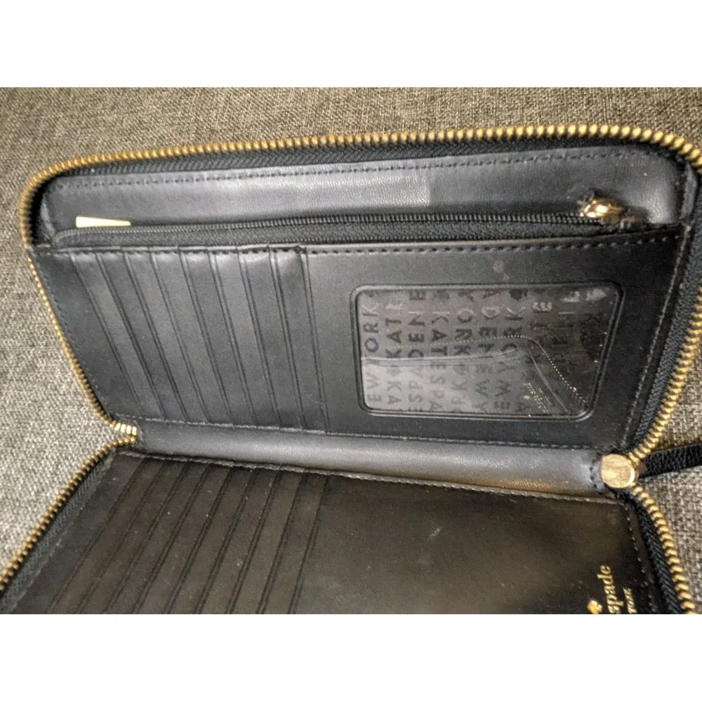 Kate Spade Wallet New York‎ Womens Black Leather Rectangle Classic Zip-Around